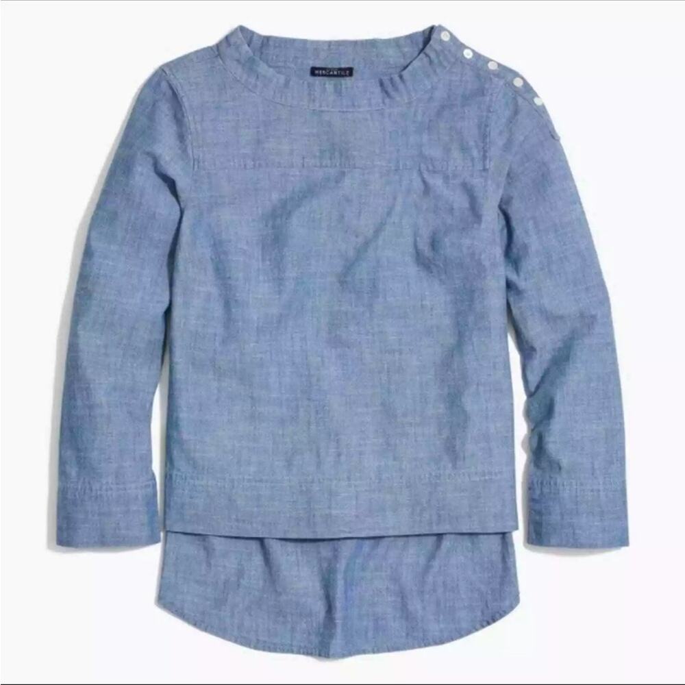 NWOT J. Crew Blue Chambray Funnel neck Tunic Shirt SZ 4